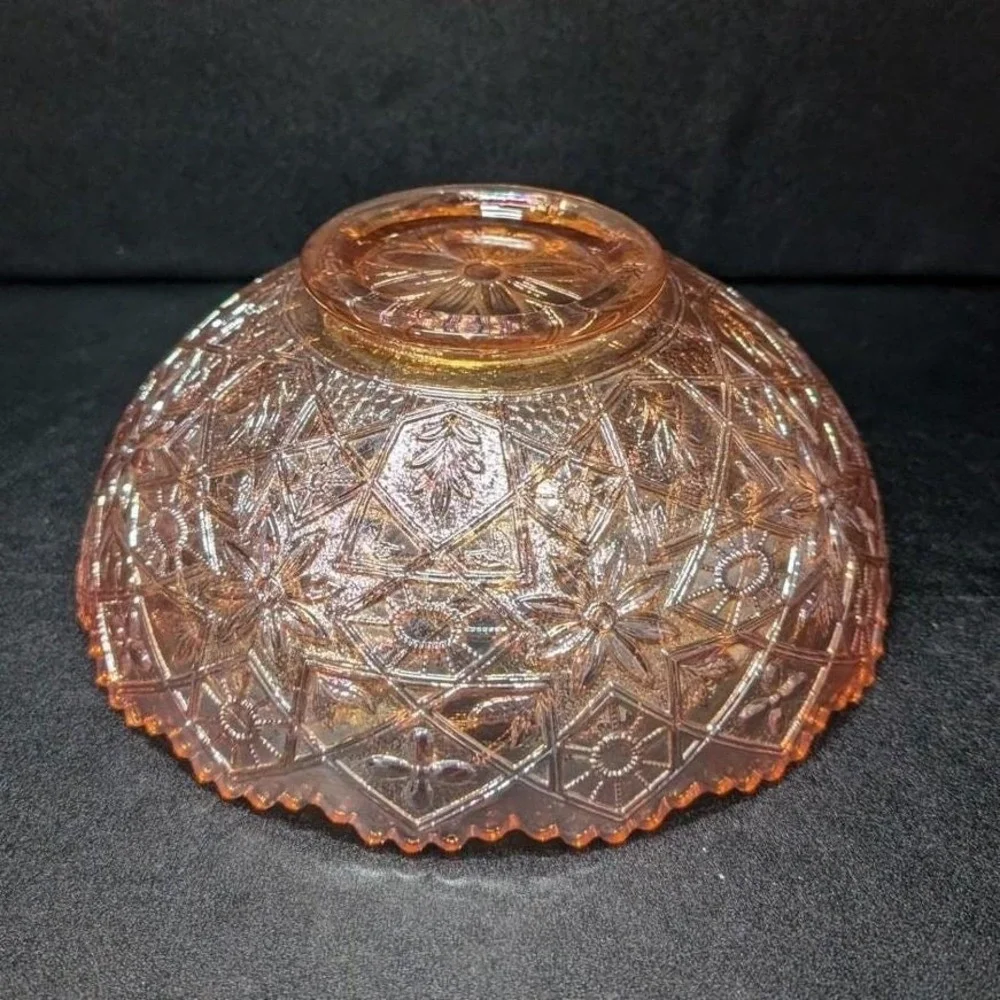 Imperial Hattie Marigold Carnival Glass Bowl, Glassware, Iridescent Centerpiece‎